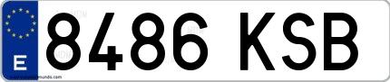 Ejemplo de matrícula de coche ordinaria 8486 KSB