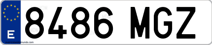 Ejemplo de matrícula de coche ordinaria 8486 MGZ
