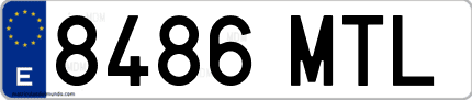 Ejemplo de matrícula de coche ordinaria 8486 MTL
