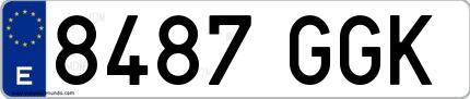 Ejemplo de matrícula española 8487 GGK
