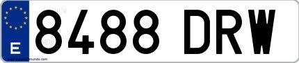 Ejemplo de matrícula española 8488 DRW