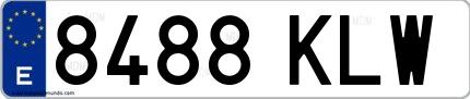 Ejemplo de matrícula española 8488 KLW