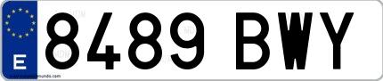 Ejemplo de matrícula española 8489 BWY