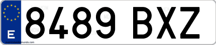 Ejemplo de matrícula de coche ordinaria 8489 BXZ