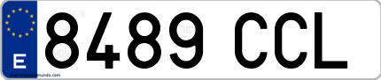 Ejemplo de matrícula de coche ordinaria 8489 CCL