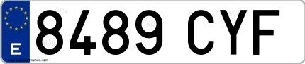 Ejemplo de matrícula española 8489 CYF