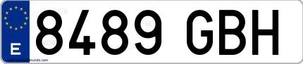 Ejemplo de matrícula española 8489 GBH