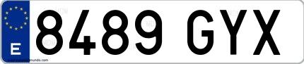 Ejemplo de matrícula española 8489 GYX