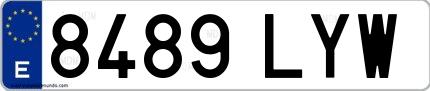 Ejemplo de matrícula española 8489 LYW