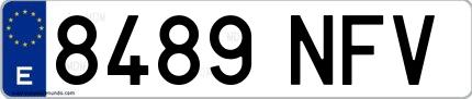 Ejemplo de matrícula española 8489 NFV