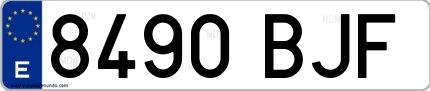Ejemplo de matrícula española 8490 BJF