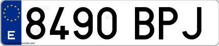 Ejemplo de matrícula española 8490 BPJ