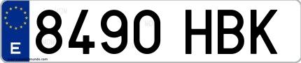 Ejemplo de matrícula española 8490 HBK