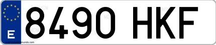 Ejemplo de matrícula española 8490 HKF