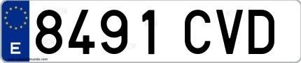 Ejemplo de matrícula española 8491 CVD