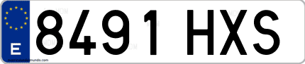 Ejemplo de matrícula de coche ordinaria 8491 HXS