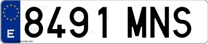 Ejemplo de matrícula española 8491 MNS