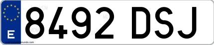 Ejemplo de matrícula española 8492 DSJ