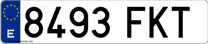 Ejemplo de matrícula de coche ordinaria 8493 FKT