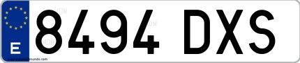 Ejemplo de matrícula española 8494 DXS