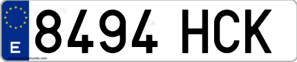 Ejemplo de matrícula de coche ordinaria 8494 HCK