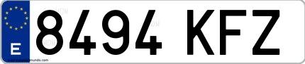 Ejemplo de matrícula de coche ordinaria 8494 KFZ