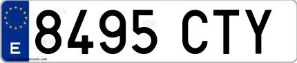 Ejemplo de matrícula española 8495 CTY