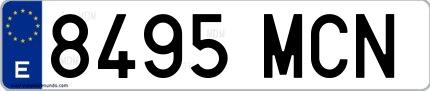 Ejemplo de matrícula española 8495 MCN