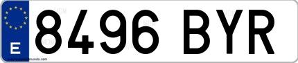 Ejemplo de matrícula española 8496 BYR