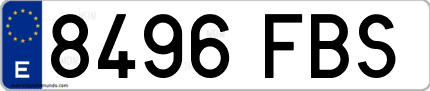 Ejemplo de matrícula de coche ordinaria 8496 FBS