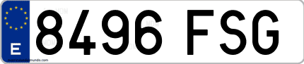 Ejemplo de matrícula de coche ordinaria 8496 FSG