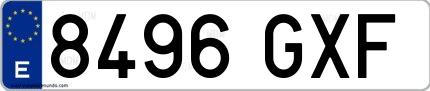 Ejemplo de matrícula española 8496 GXF
