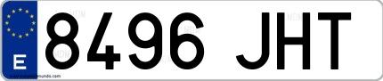 Ejemplo de matrícula española 8496 JHT