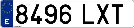 Ejemplo de matrícula española 8496 LXT