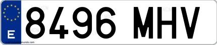 Ejemplo de matrícula española 8496 MHV