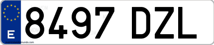 Ejemplo de matrícula de coche ordinaria 8497 DZL
