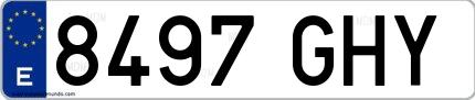Ejemplo de matrícula española 8497 GHY