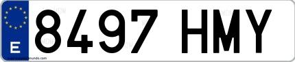 Ejemplo de matrícula española 8497 HMY