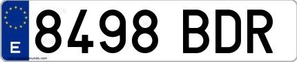 Ejemplo de matrícula española 8498 BDR