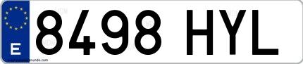Ejemplo de matrícula española 8498 HYL