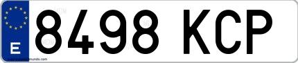 Ejemplo de matrícula española 8498 KCP