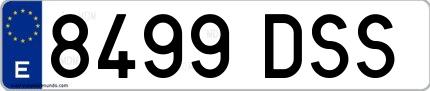 Ejemplo de matrícula española 8499 DSS