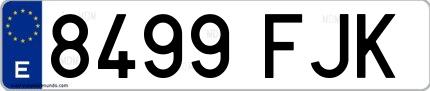 Ejemplo de matrícula española 8499 FJK