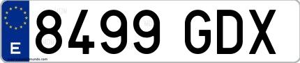 Ejemplo de matrícula española 8499 GDX