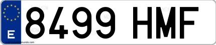 Ejemplo de matrícula española 8499 HMF