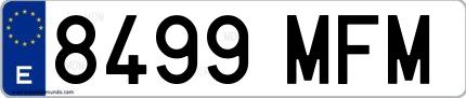 Ejemplo de matrícula española 8499 MFM