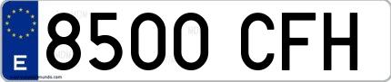Ejemplo de matrícula española 8500 CFH