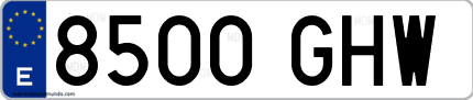 Ejemplo de matrícula de coche ordinaria 8500 GHW