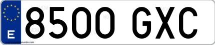 Ejemplo de matrícula española 8500 GXC