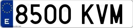 Ejemplo de matrícula española 8500 KVM